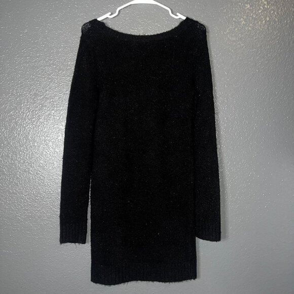 Arizona Black Sweater Dress Women’s Large – Long Sleeve Knit Pullover Mini Dress - Picture 4 of 4